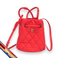 Borsa a secchiello Balenciaga B borsa a tracolla in pelle rossa da donna #600327