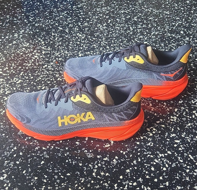 Hoka Challenger ATR 7 Gray/Orange/Yellow Low Top Lace Up Running Sneakers