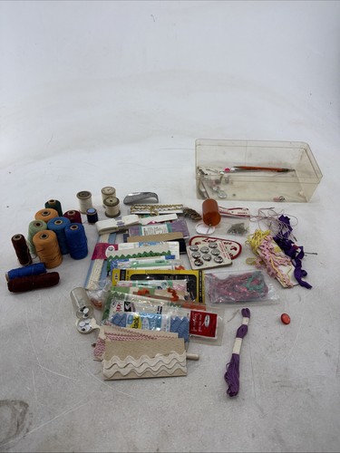 Sewing Cabinet Drawer Contents Estate Lot Thread Crafting Notions Buttons