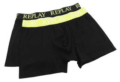 REPLAY Lot De 2 Slips Pour Homme 2XL Noir Ceinture Élastique Coton Stretch - Photo 1/4