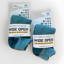 2 Pairs WIDE OPEN Manufactured by Darn Tough Mdwght No Show Socks-Womens Large