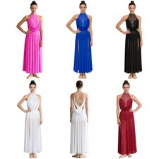 Women Dancewear Ballet Leotard Chiffon Dress Party Costume Stage Modern Dance