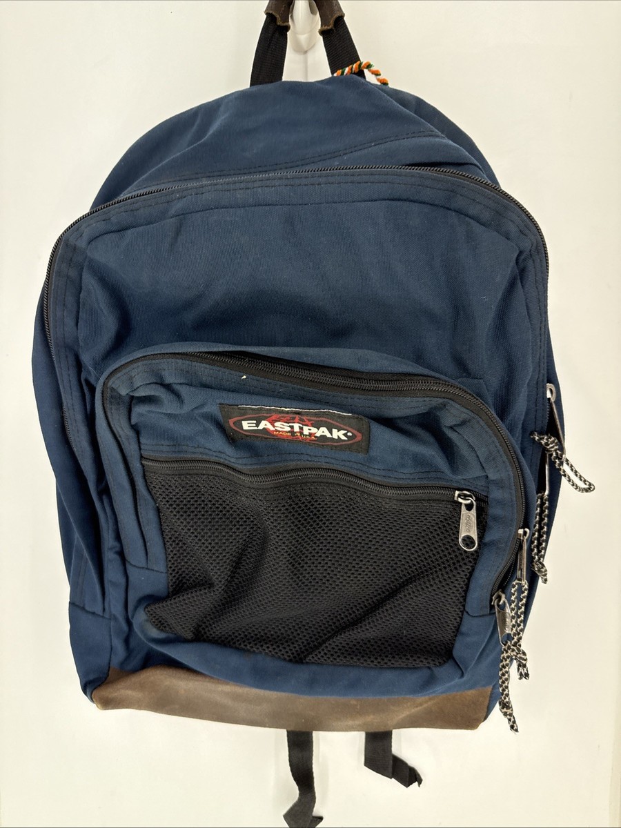 【USA製】Eastpak Backpack Leather Bottom Vintage Eastpak Leather Cowhide Bottom Backpack Bag Made In