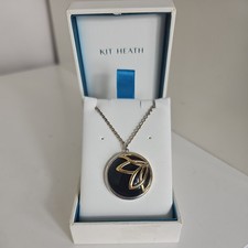 N Boxed Kit Heide 925 Sterling Silber Halskette Schwarz/Gold Bicolor Rund Anhänger