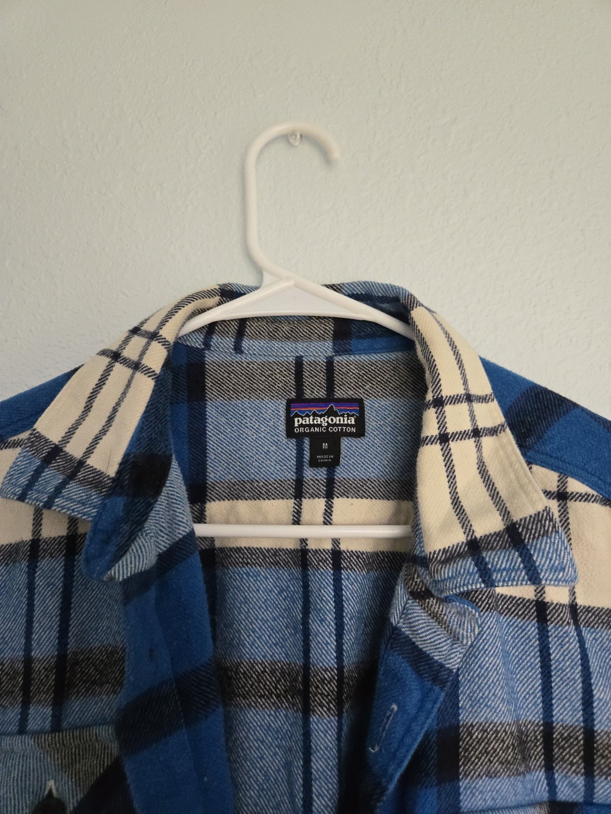 Patagonia Men's Organic Cotton Flannel Plaid Shirt Blue Long Sleeve M thumbnail 2