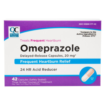 Quality Choice Omeprazole Delayed Release Acid Reducer 20Mg 42 Tabs Each