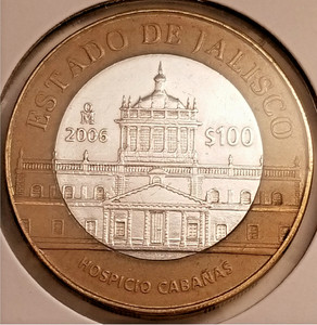 Mexico 100 Pesos Jalisco 2006, Bimetallic 925 Silver Coin (2st Edition) KEY-DATE