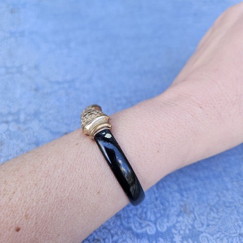 Bracciale Vintage Vittoriano Bypass Smalto Nero Su Metallo - Foto 10 di 11