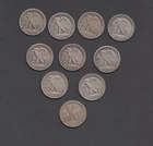 Lot of (10) U.S. Walking Liberty Half Dollars 90% Silver $5 Face