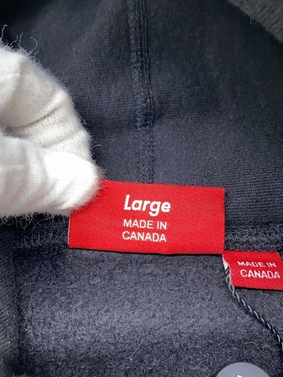 Felpa Supreme con cappuccio L cotone nero tinta unita usata