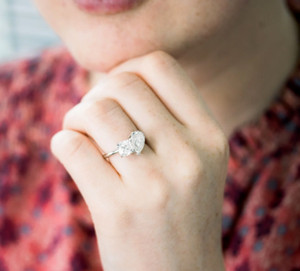 Diamond Ring Wedding Gold Lab Grown 18K White Toi Et Moi Cushion Cut IGI 4 Carat