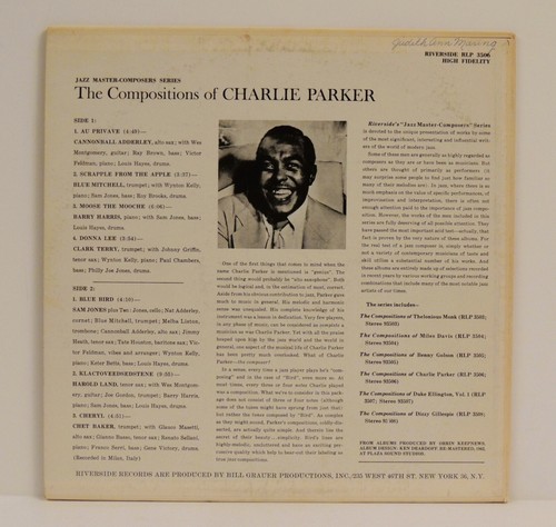 The Compositions of Charlie Parker LP 1962 Riverside Jazz Composer Series V/A - Picture 2 of 4
