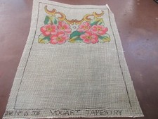 Vogart Needlepoint canvas Styleized Poppies Unfinished VTG