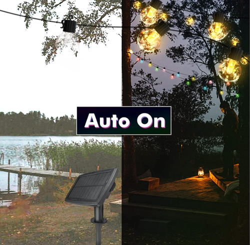 Brand New Solar G40 Warm White String Lights ,50LED Bulbs 55Feet Waterproof IP65 - Picture 15 of 15