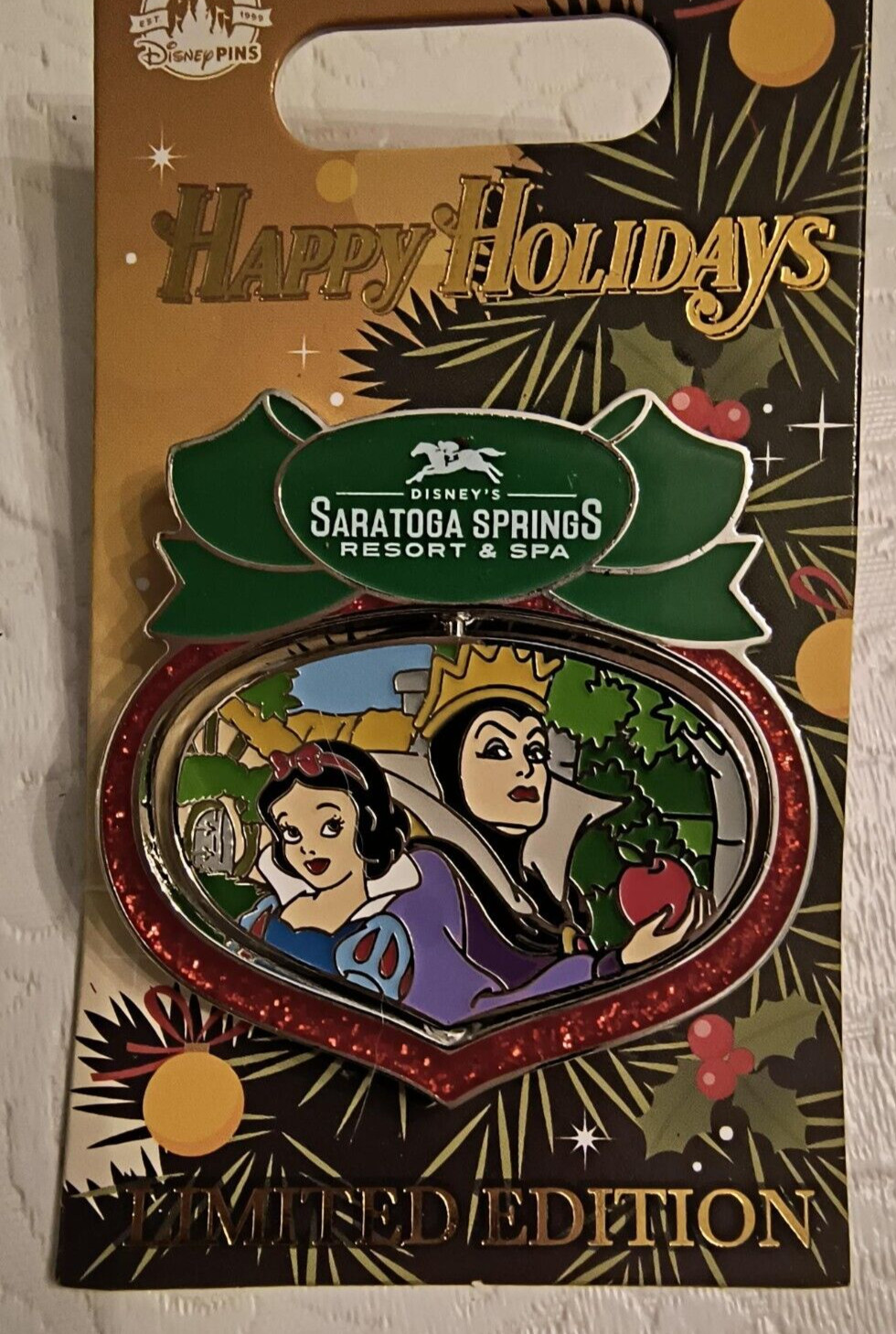 2022 DISNEY SARATOGA SPRINGS HOLIDAY CHRISTMAS 2-SIDED SPINNER PIN  LE   NWT