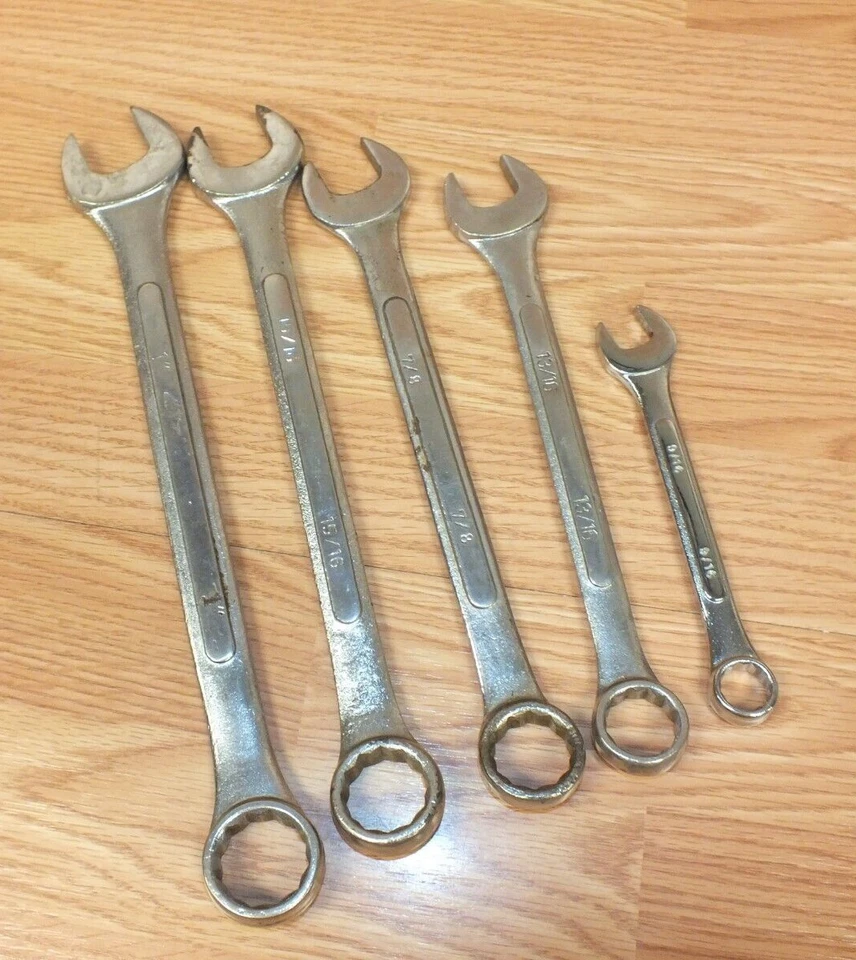 Lote de 5 llaves combinadas de acero forjado de caída de varios tamaños hechas en Taiwán Foto 2 de 4