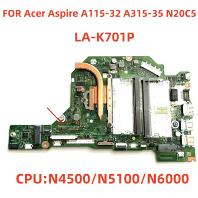 LA-K701P For Acer  A115-32 A315-35 laptop motherboard N4500 N5100 N6000 CPU