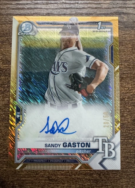 2021 Bowman Chrome Sandy Gaston Rookie Gold Shimmer Refractor 1st Auto /50 SSP