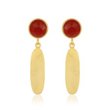 Red Onyx Gemstone Dangle Earring 925 Silver Gold Plated Handmade Jewelry