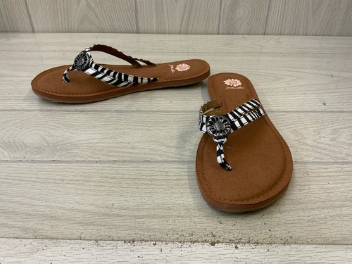 yellow box zebra flip flops