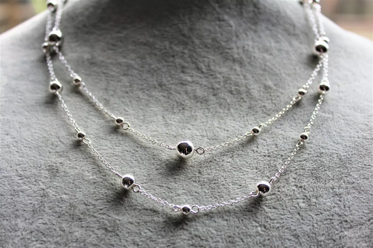 Chaps silver bead necklace sale