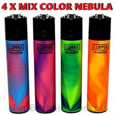 4 x Clipper Lighters MIX COLOR NEBULA Design Full Set Rare Gas Refillable Flint