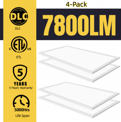 4pcs 2X4FT LED Panel Light Fixture 75W Dimmable 0-10V LED Drop Ceiling Light