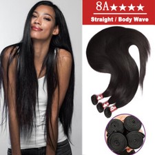100 Unprocessed Brazilian REMY Human Hair Extension 1-4 Bundles Double Weft G10