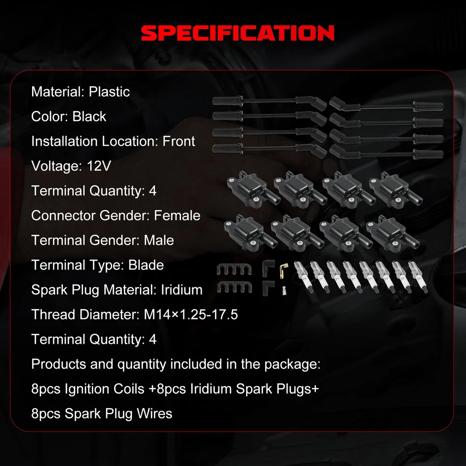 Ignition Coils + Spark Plugs & Wires For Cadillac CTS Chevrolet Suburban 1500 - Image 2 of 4