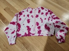 Nike Pink Tie Dye Cropped Sweatshirt Top Barbiecore Oversized XS Nowt