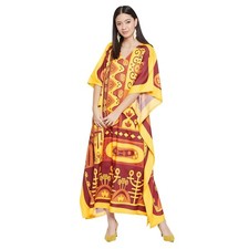 Women Casual Maxi Long Kaftan Kimono Sleeve Plus Size Dresses V Neck Nightgown
