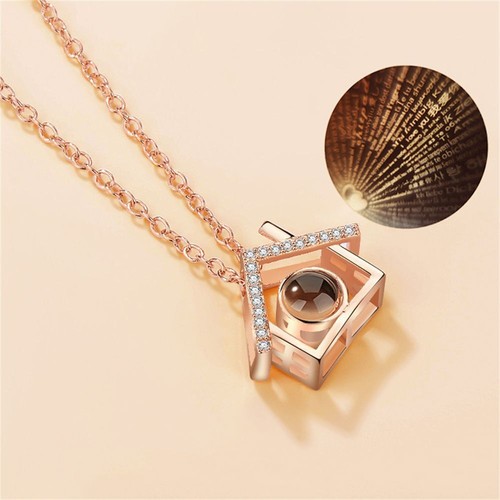 Present Pendant Romantic Bohemia Projection Necklace 100 Languages I love You - Picture 15 of 30