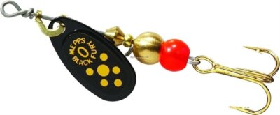 Mepps Black Fury Spinner Lure 1/12 Oz Plain Treble Hook Yellow