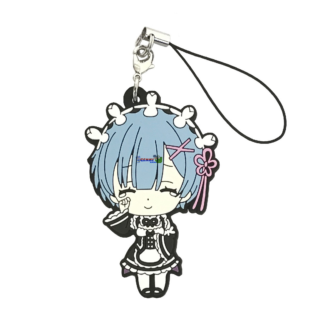 Re Zero Mascot Swing PVC Rubber Keychain Twin Maid Rem Different