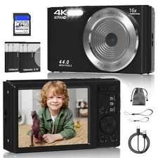 Digital Camera, FHD 4K 44MP Digital Camera, 16X Digital Zoom, for Kids