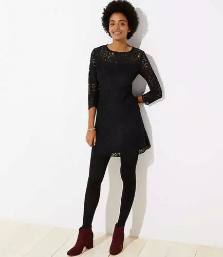 New Ann Taylor LOFT Fit Flare Black Lace Cut Out Back 3 4 Sleeve