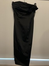 Coast Strapless Black Satin Dress With Bow Detail Size 8/10.