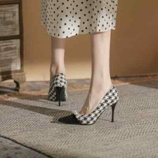 Decolte scarpe donna 9 cm pelle sintetica nero perle eleganti ufficio 37802