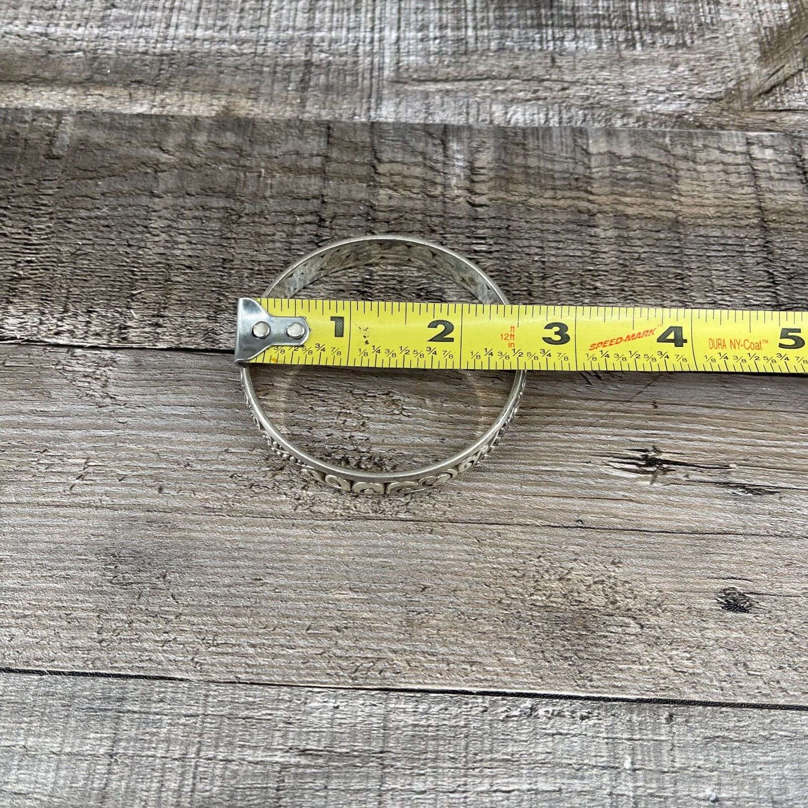 Boho Silver Bangle Bracelet - image 2