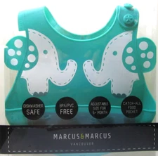 Marcus &  Marcus Elephant Baby Bib - With Catch All Food Pocket - New In Box