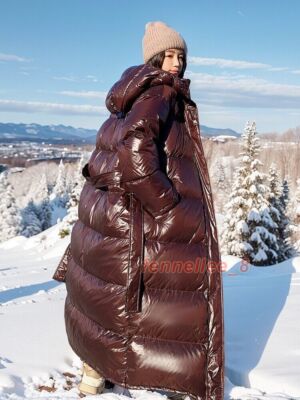 Women Ankle Length Super Long Duck Down Puffer Jacket Coat Hooded Warm Loose Fit