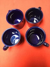 4 Homer Laughlin Fiesta COBALT BLUE O-Ring Cups/Mugs 3 5/8"  Nice