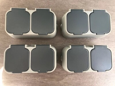 4 x 2 Fach Steckdose Aufputz IP44 Grau Steckdose 2 Fach für Außenbereich Garage 