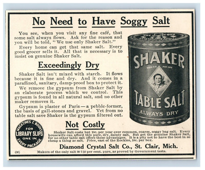 1897 Shaker Table Salt Print Ad S90E