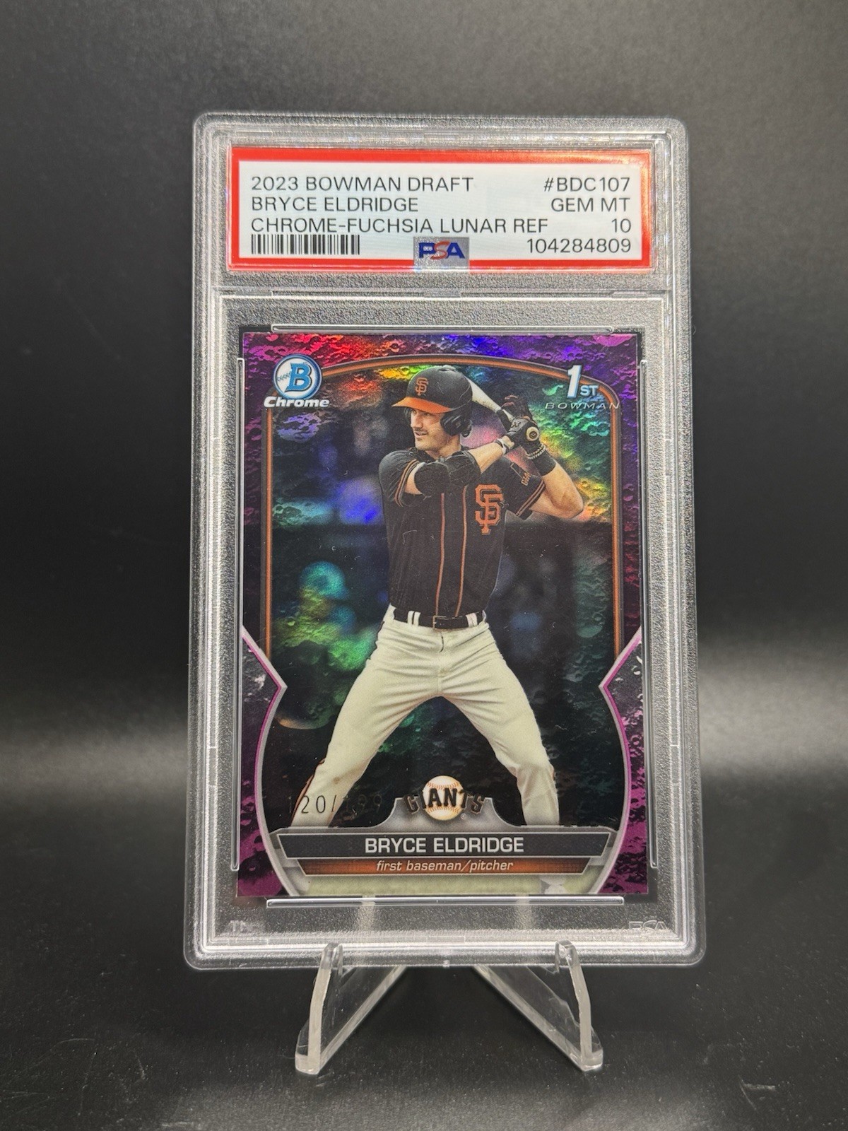 BRYCE ELDRIDGE 2023 Bowman Chrome 1ST FUCHSIA LUNAR PSA 10 GEM MINT #/199!!!!!!!
