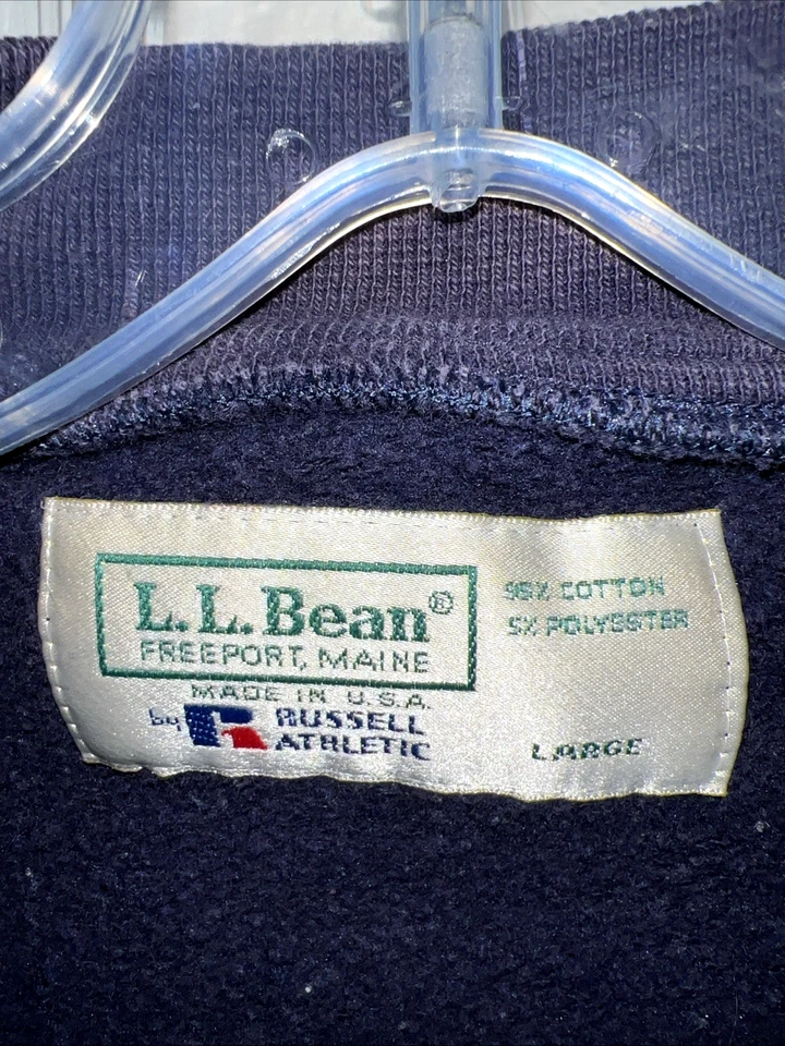 80s Vtg LL BEAN Jacket Men Sz Large RUSSELL Varsity Fleece Snap Sweatshirt USA - Image 2 of 4