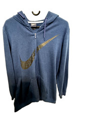 Nike mens XL hoodie full zip blue long sleeve roo pocket center swoosh soft nice