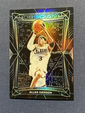 2023-24 Obsidian #80 Allen Iverson Electric Etch Green Rare Refractor #’d 25/25!