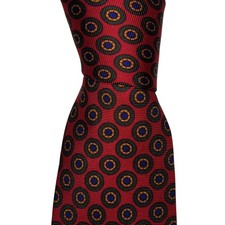 Brooks Brothers Makers Silk Necktie Men's Red Medallion Designer Preppy Tie EUC