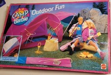 1993 Camp Barbie Outdoor Fun Playset Tenda Campeggio Fuoco Mattel 67002 Usato in ottime condizioni Vintage